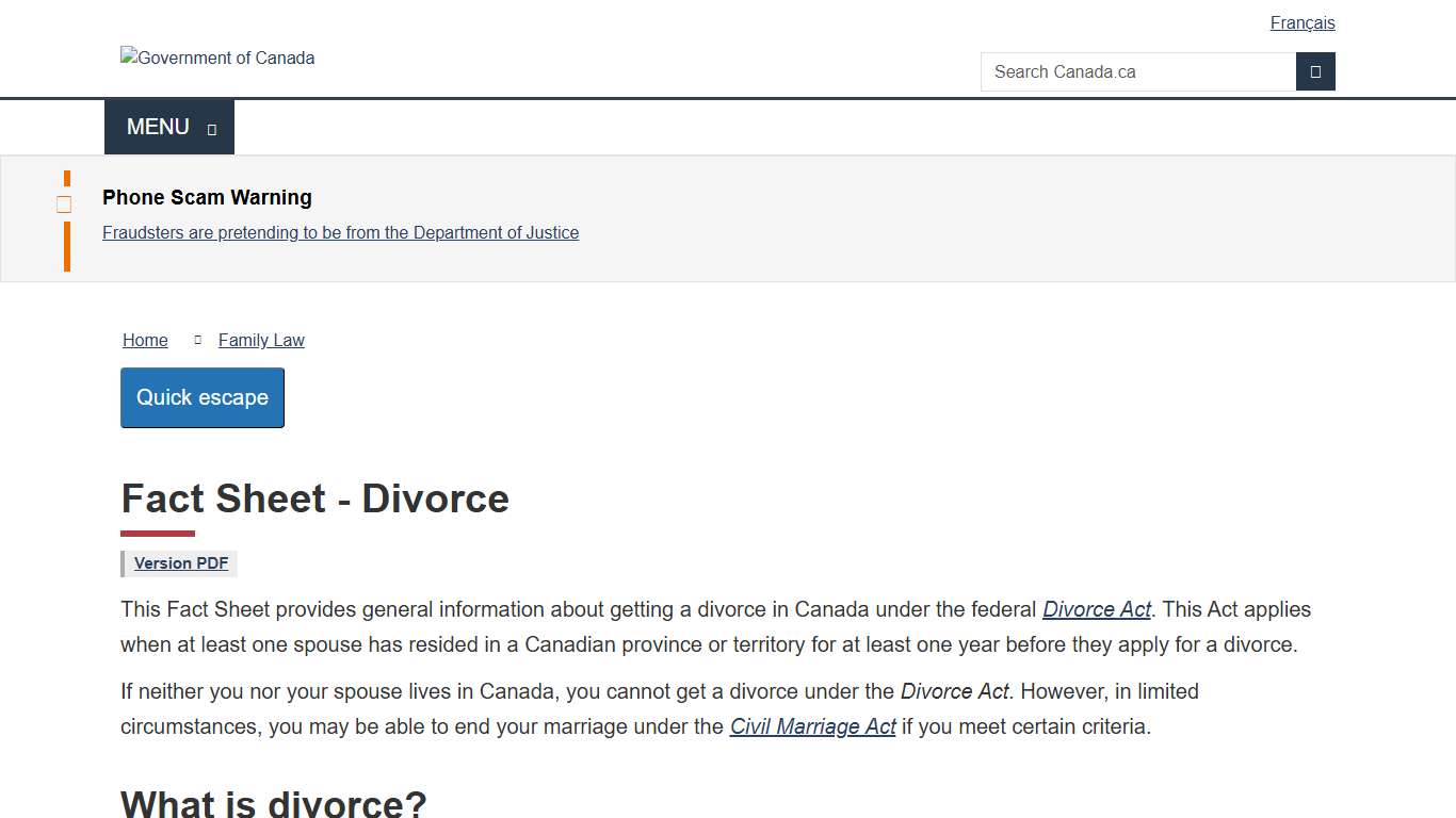Fact Sheet - Divorce